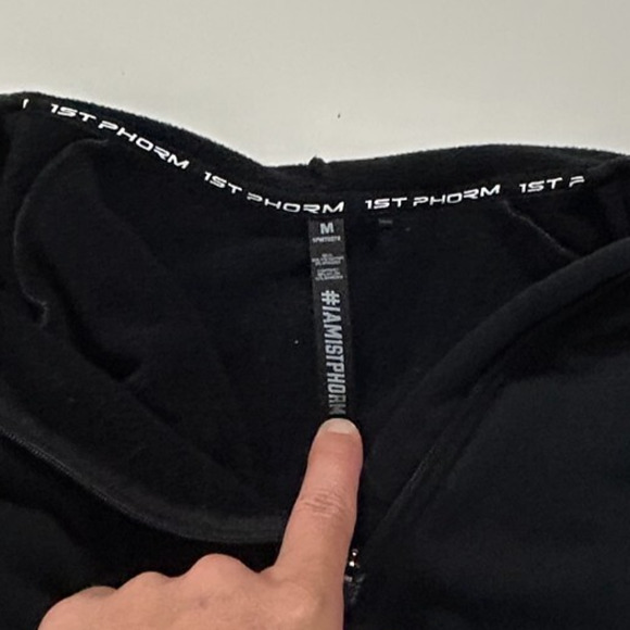 1st Phorm Hoodie Mens Medium Black Gray 1/4 Zip Stretch Flex Zippered Pockets - Picture 9 of 12